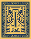 Bold Blue Maze Geometric Abstract Rug