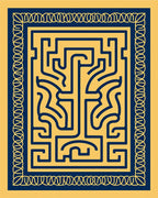 Bold Blue Maze Geometric Abstract Rug