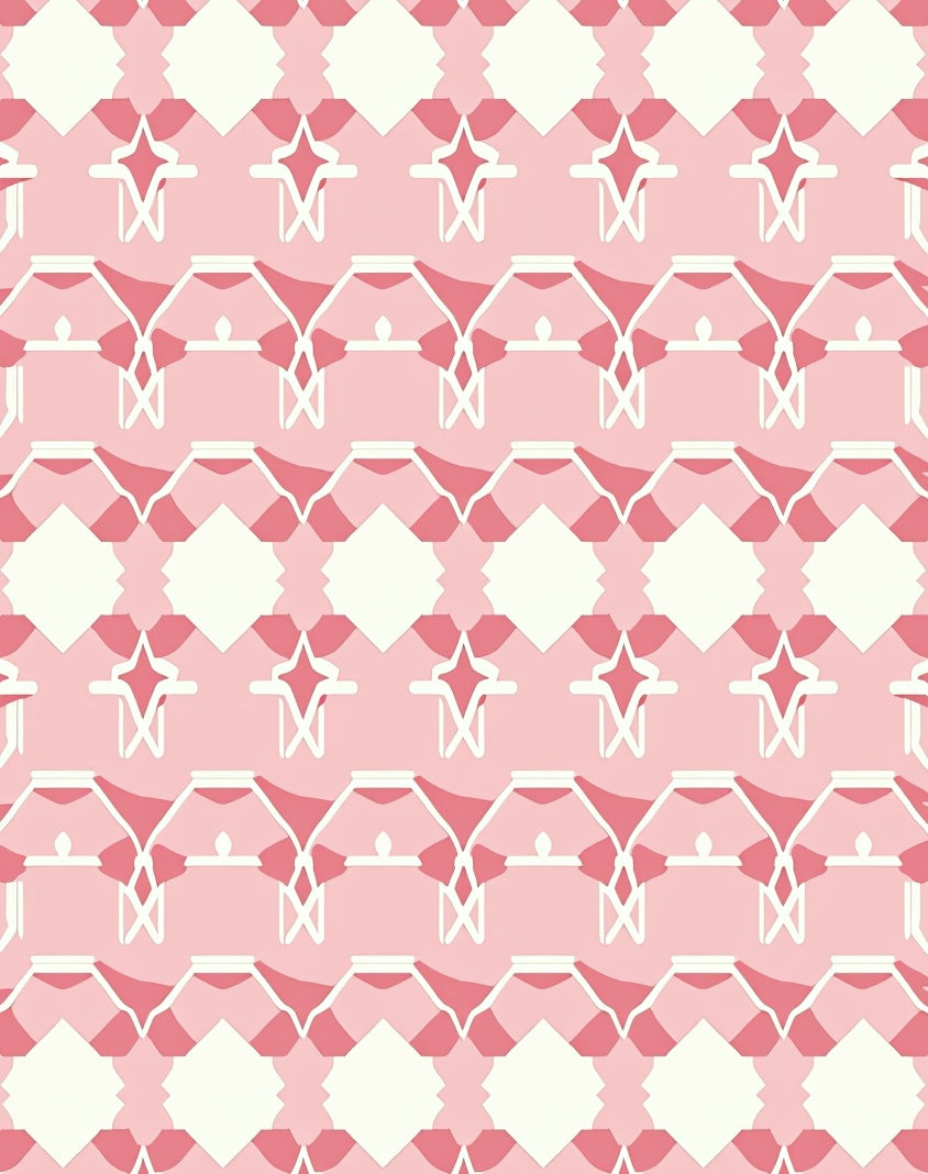 Pink White Geometric Pattern Design Rug