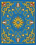 Azure Golden Sunburst Medallion Rug