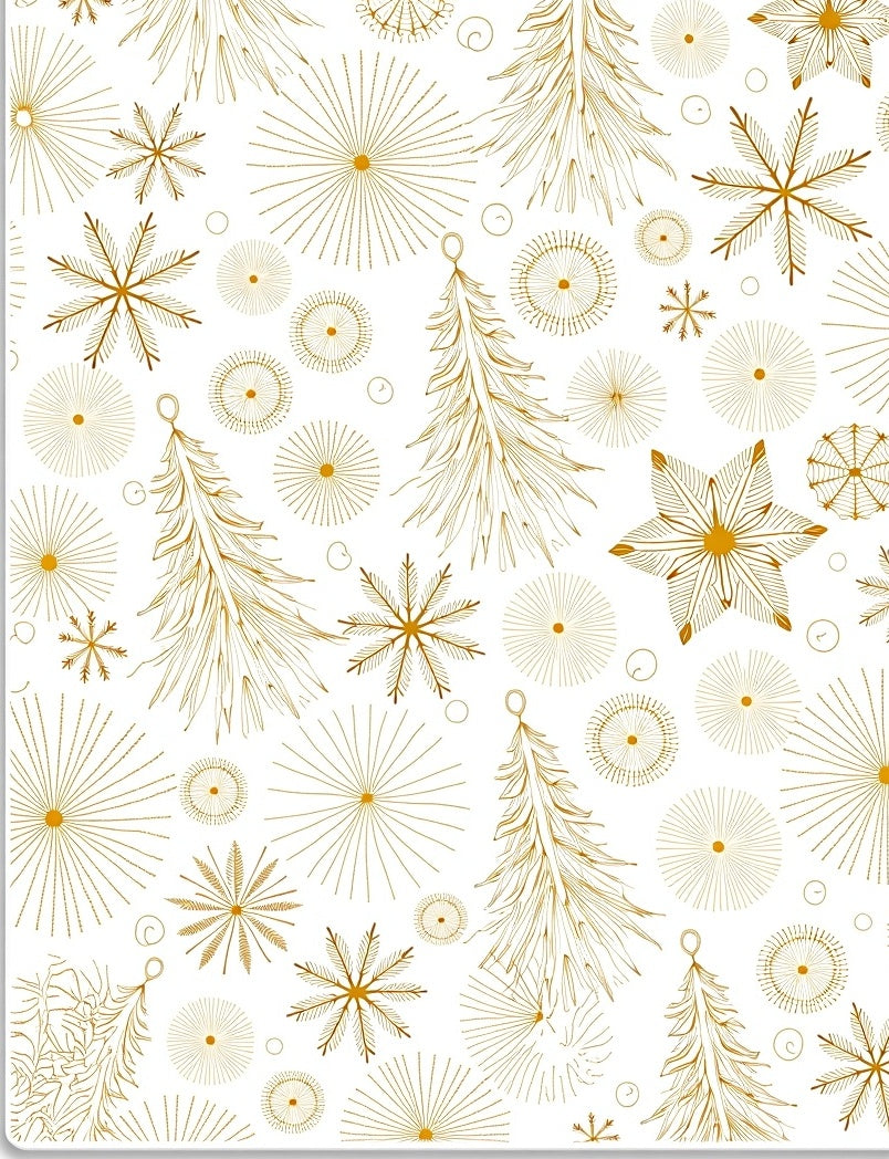 Gold Starburst Snowflake Christmas Trees Rug