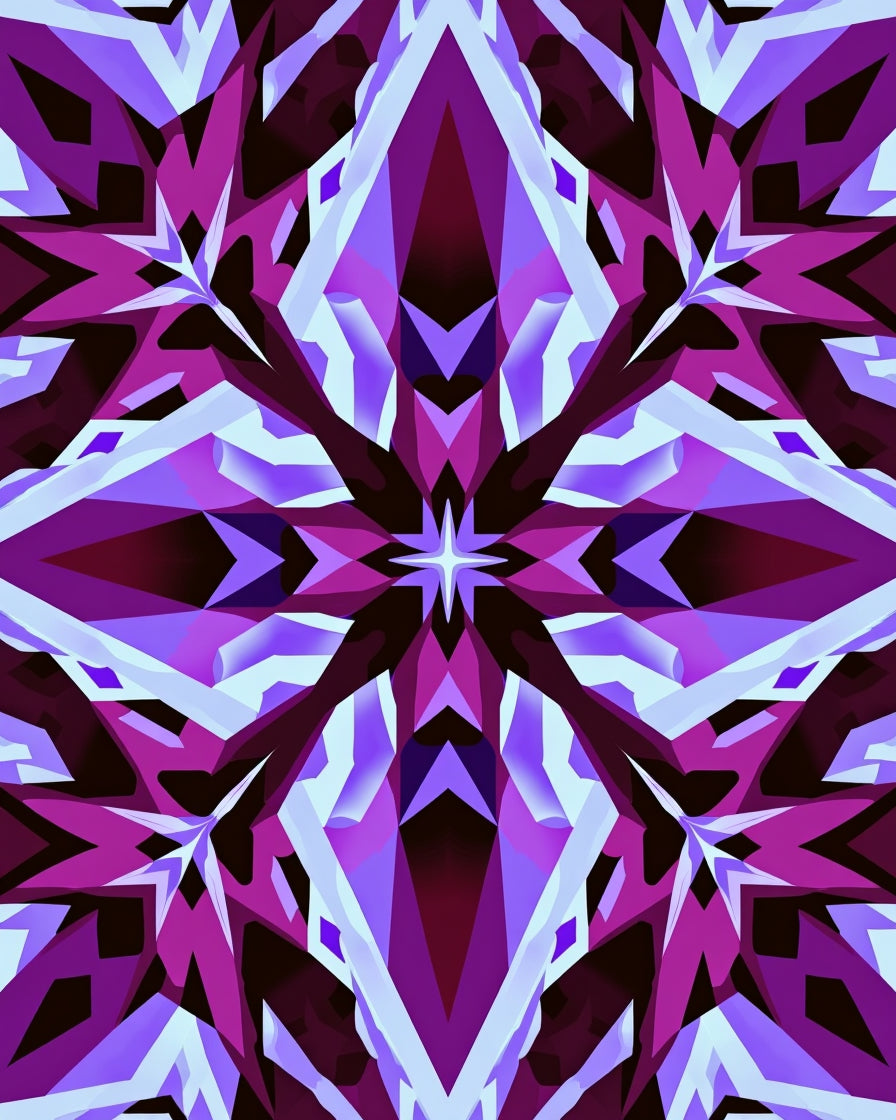 Purple Geometric Starburst Pattern Rug