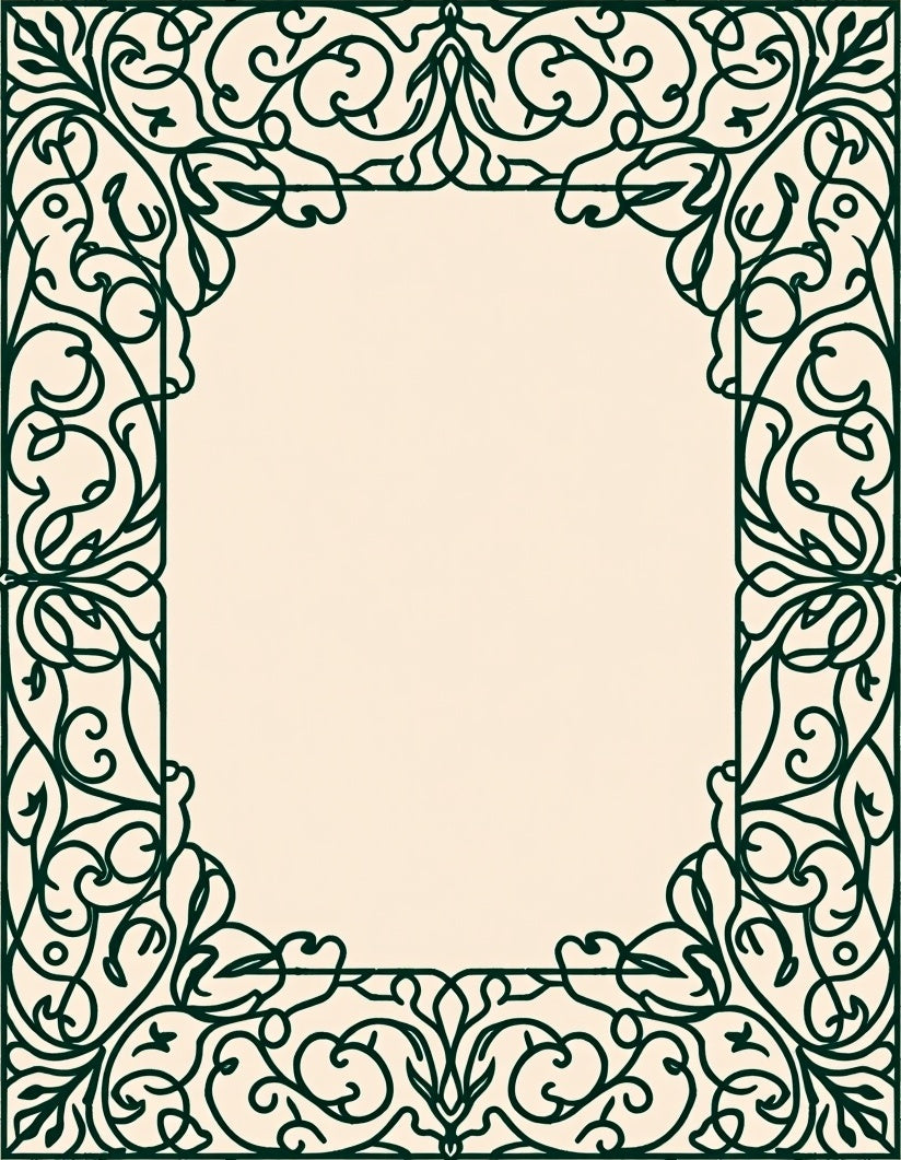 Elegant Scrollwork Floral Border Design Rug