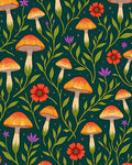 Whimsical Mushroom Floral Garden Pattern Rug