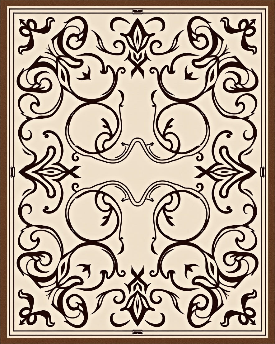 Elegant Black Swirl Pattern Rug