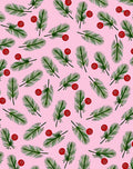 Festive Green Fir Sprigs Red Berries Rug