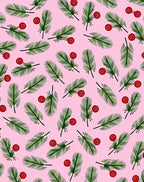 Festive Green Fir Sprigs Red Berries Rug