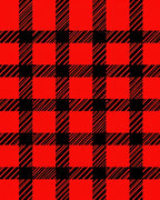 Classic Red Black Plaid Pattern Rug
