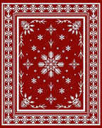 Red White Intricate Snowflake Pattern Rug