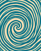 Swirling Teal Cream Abstract Design Rug