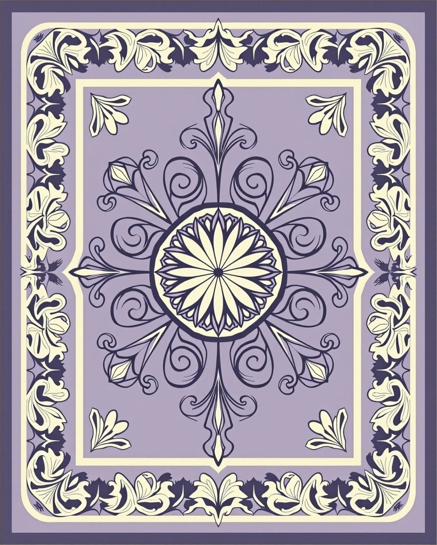 Floral Swirls Vintage Lavender Rug