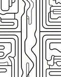 Abstract Flowing Black White Line Design Rug
