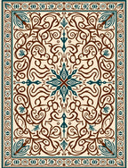 Ornate Floral Scrollwork Elegant Design Rug