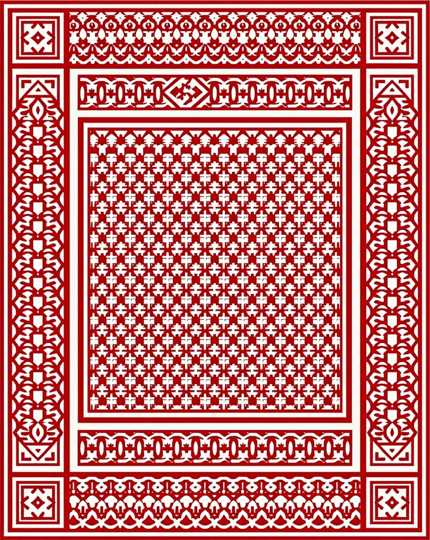 Intricate Red Geometric Pattern Rug