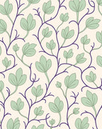 Elegant Purple Vine Floral Pattern Rug