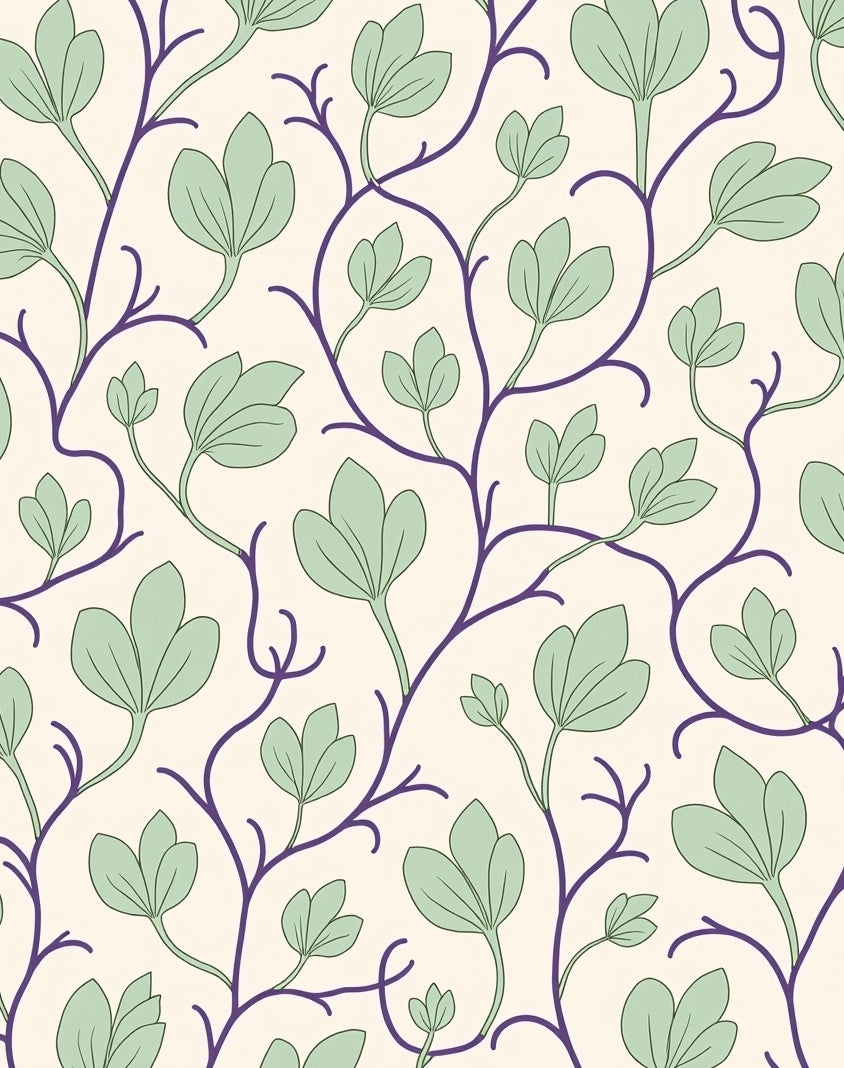 Elegant Purple Vine Floral Pattern Rug
