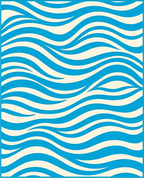 Blue Cream Flowing Abstract Waves Rug