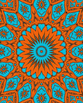 Bold Orange Blue Mandala Pattern Rug