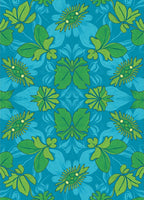 Vibrant Green Floral Water Pattern Rug