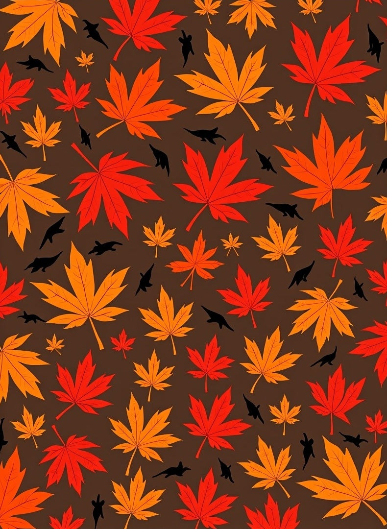 Red Orange Leaf Pattern Design Rug