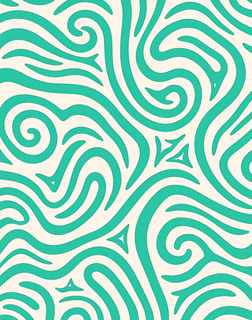 Turquoise Swirl Abstract Pattern Rug