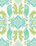 Eclectic Teal Green Floral Pattern Rug