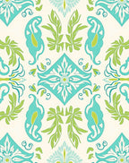 Eclectic Teal Green Floral Pattern Rug