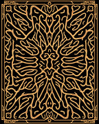 Intricate Black Gold Symmetric Design Rug