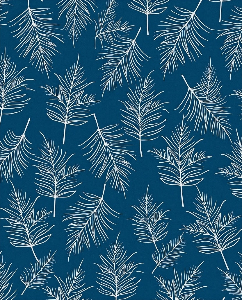 Tropical Feather Pattern Blue Rug