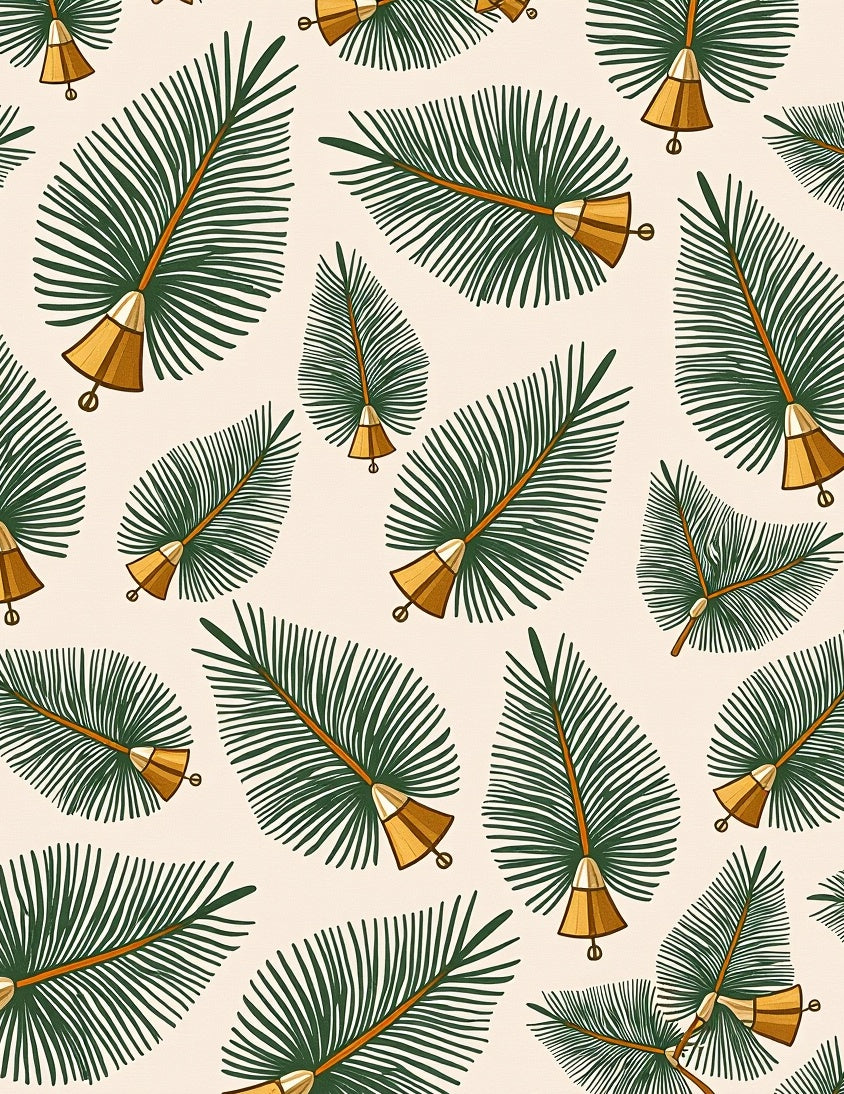 Green Pine Needle Gold Bell Pattern Rug