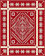 Red Floral Starburst Geometric Rug
