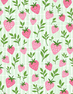 Sweet Strawberry Botanical Plaid Design Rug