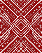 Crimson And White Geometric Tribal Pattern Rug