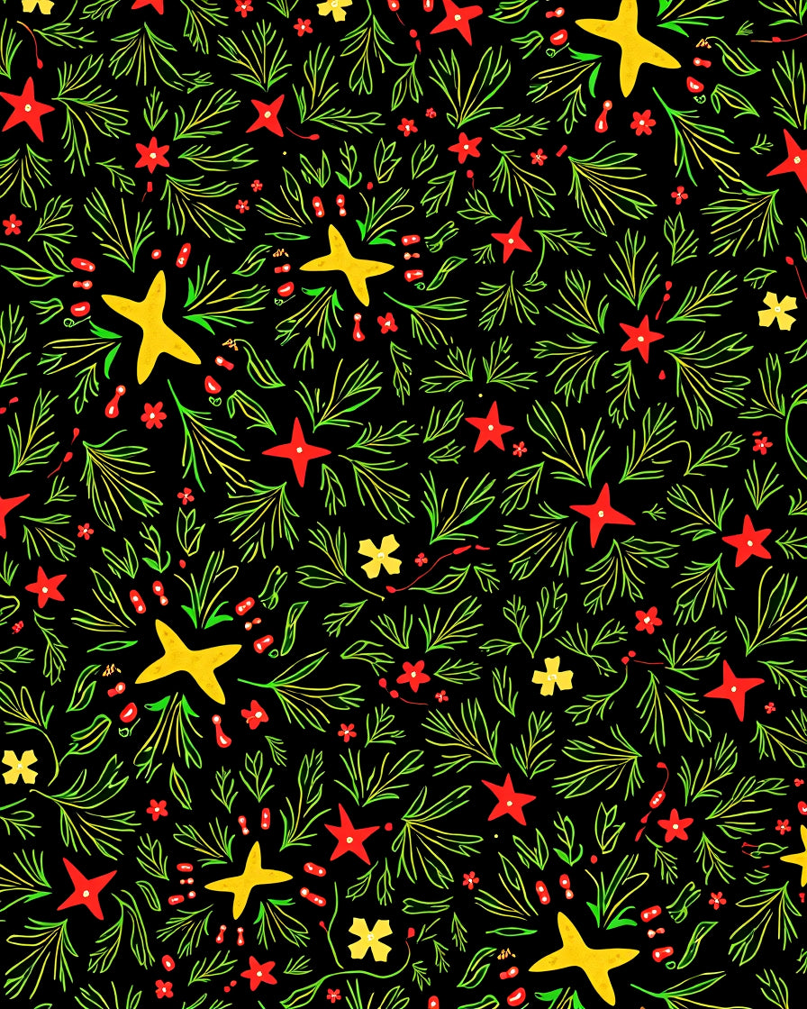 Whimsical Star Berry Nature Pattern Rug