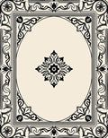 Ornate Black Floral Border Rug
