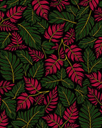 Dark Forest Red and Green Foliage Rug