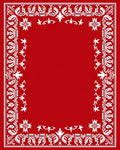 Red White Floral Leaf Border Design Rug