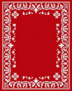 Red White Floral Leaf Border Design Rug