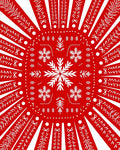 Red Festive Snowflake Pattern Rug