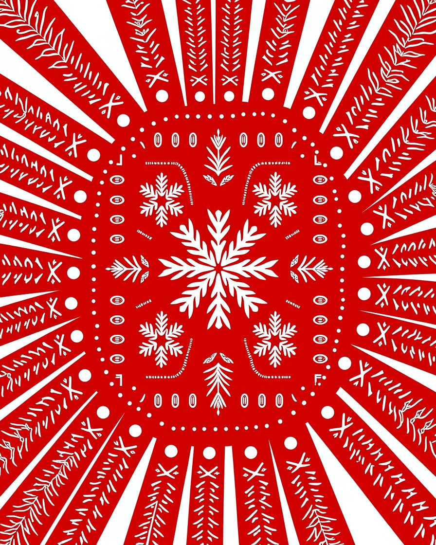Red Festive Snowflake Pattern Rug