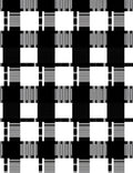 Bold Black White Stripe Square Pattern Rug