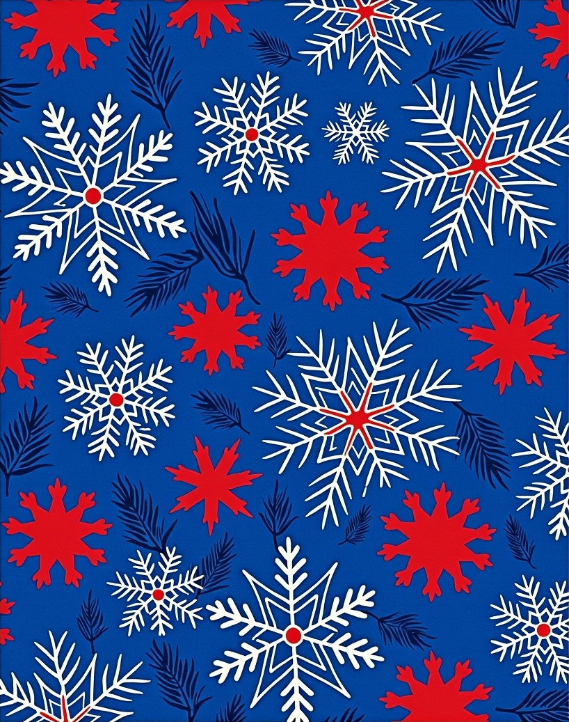 Red White Blue Winter Snowflake Pattern Rug