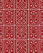 Classic Red White Intricate Pattern Rug