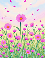 Pink Petal Bloom Field Pattern Rug