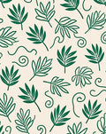 Green Leaf Swirl Pattern Design Rug