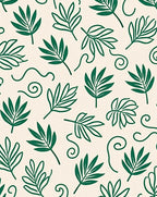 Green Leaf Swirl Pattern Design Rug