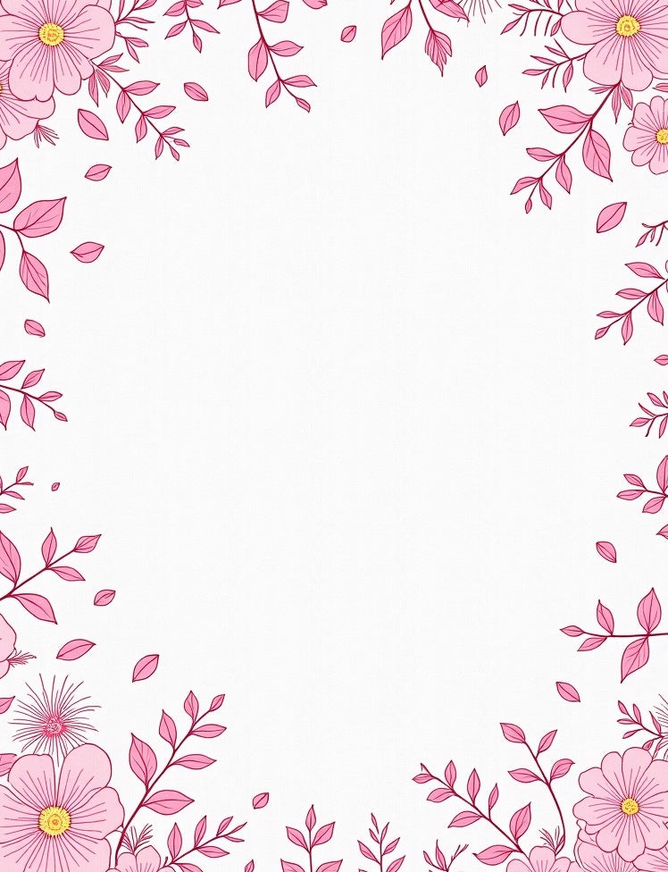Pink Floral Sprigs and Blossoms Rug
