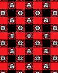 Red Black Floral Checkered Pattern Rug