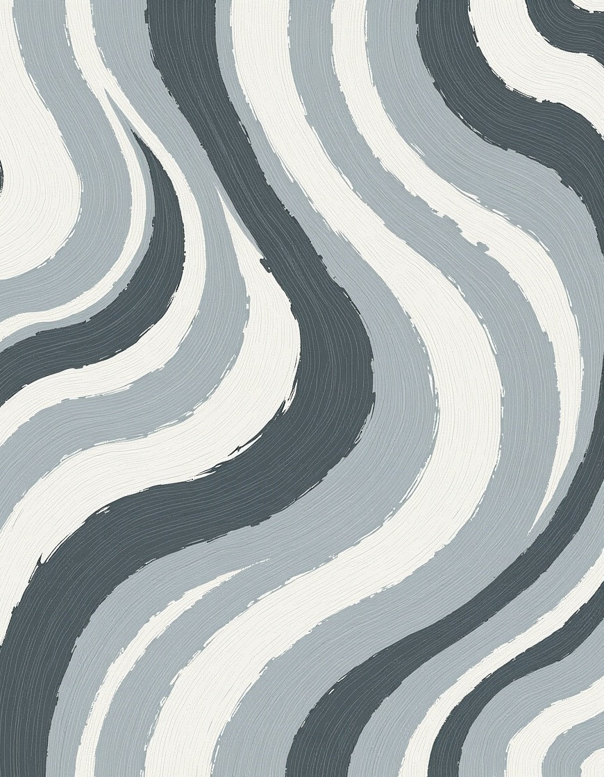 Subtle Gray Brushstroke Waves Rug