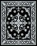 Ornate Black White Floral Medallion Rug